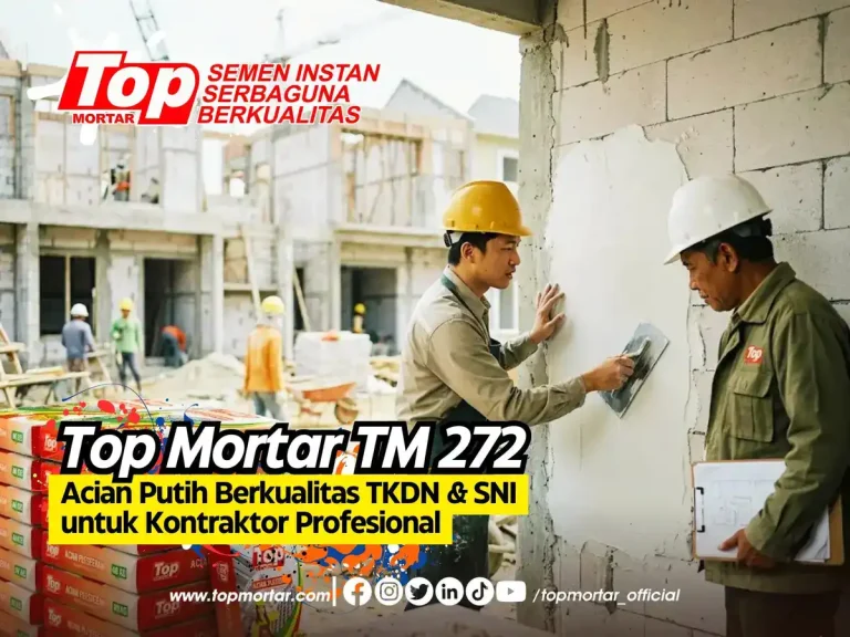 Top Mortar TM 272, Acian Putih Berkualitas TKDN & SNI untuk Kontraktor Profesional