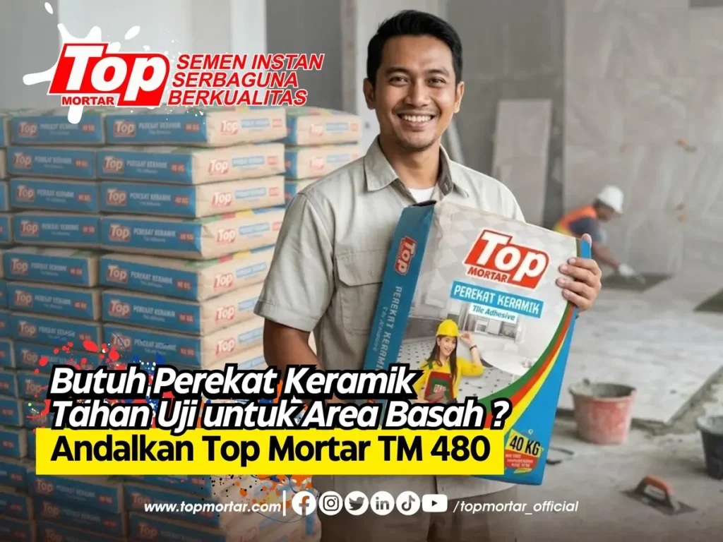 Butuh Perekat Keramik Tahan Uji untuk Area Basah? Andalkan Top Mortar TM 480